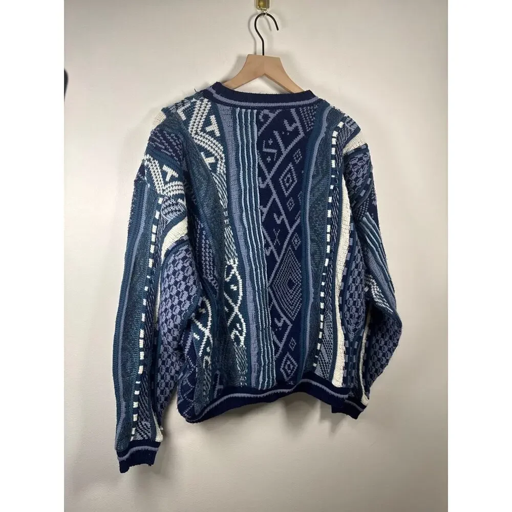 Lavane New York Vintage Coogi Style Textured Pattern Knit Crewneck Sweater - Picture 7 of 8